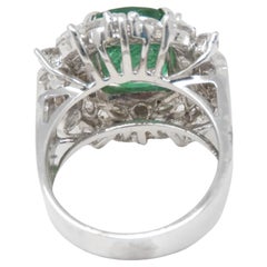 GIA Certified 4 Carat Green Emerald Diamond Platinum Ring