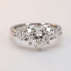 GIA Certified 4.16 Carat Heart Cut D Color IF Clarity Diamond Ring in Platinum