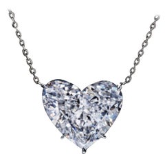GIA Certified 4 Carat Heart-Shape Diamond Pendant Necklace 18 Carats White Gold