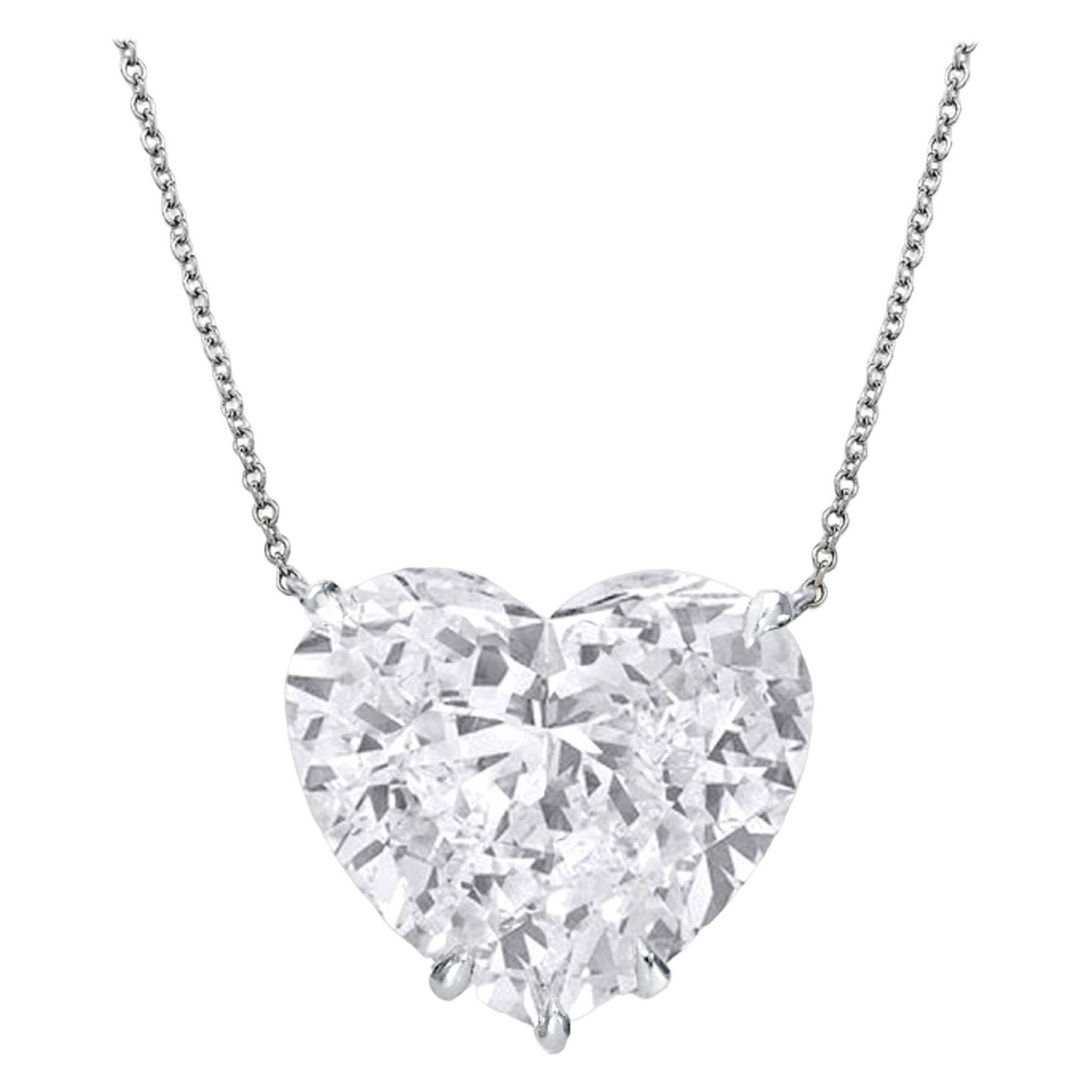 Modern GIA Certified 4 Carat Heart Shape Diamond Platinum Necklace D COLOR FLAWLESS For Sale