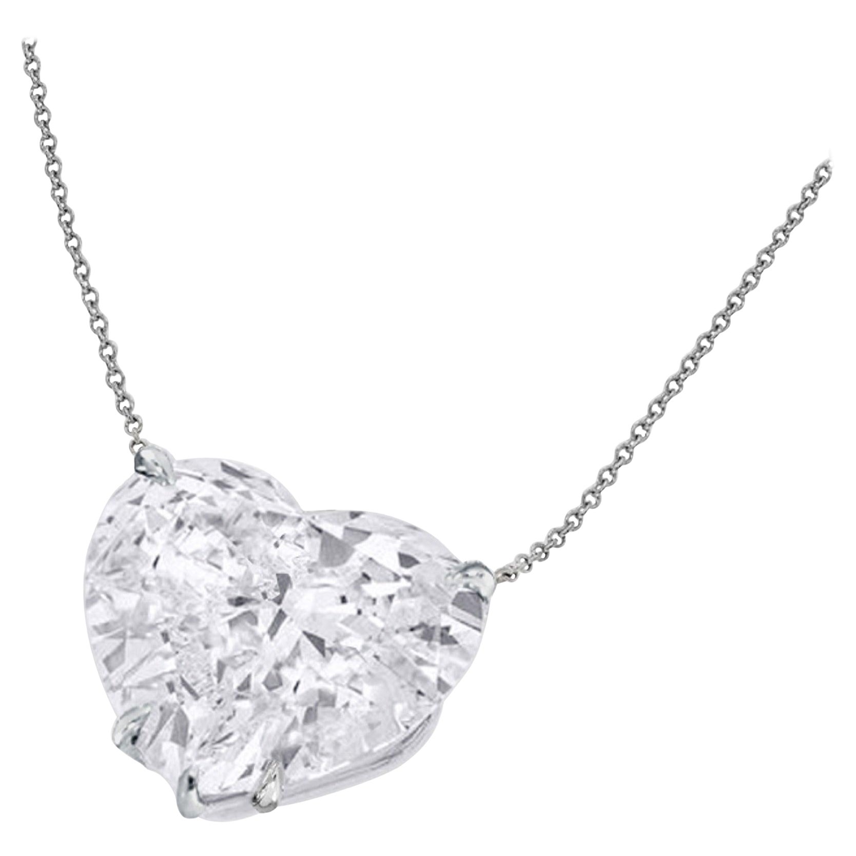 Collier en platine avec diamants en forme de cœur de 4 carats certifiés GIA, F COLOR VVS2