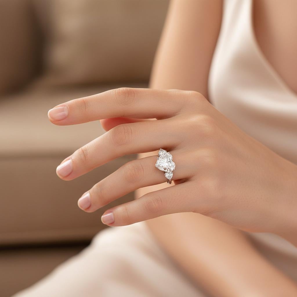 Taille cœur Bague à diamant en forme de cœur de 4 carats certifiée GIA en vente