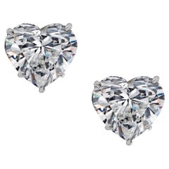 GIA Certified 4 Carat Heart Shape Diamond Studs Flawless Clarity E Color