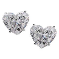 Orecchini con diamanti taglio cuore certificati GIA da 4 carati in oro bianco 18 carati