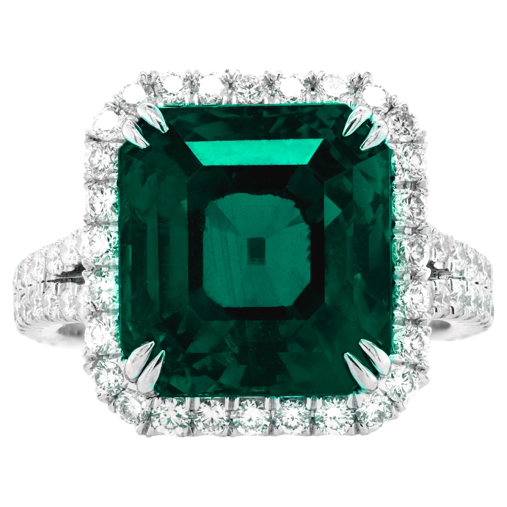 GIA Certified 4 Carat Minor Oil COLOMBIAN Minor Oil Emerald Ring