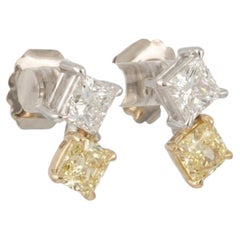 GIA Certified 4 Carat Multi-Shape Diamond Two-Tone Gold Drop Earrings
