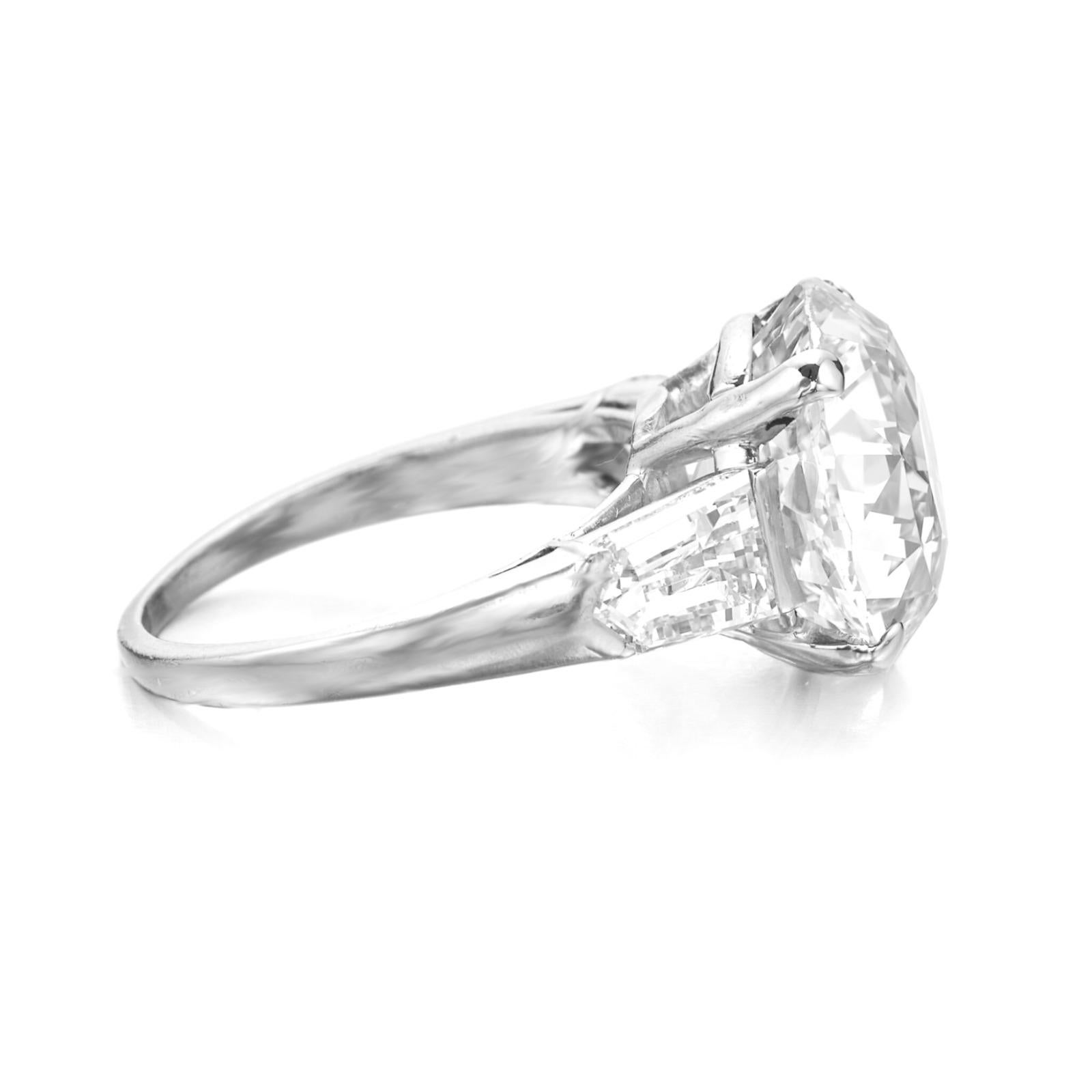 Art déco Diamant certifié GIA de 4 carats de taille ancienne européenne  Bague en platine en vente