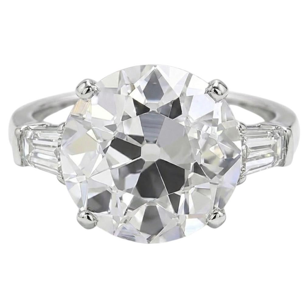 GIA Certified 4.02 Carat Old European Cut Diamond Ring in Platinum
