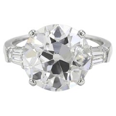 GIA-zertifizierter 4-Karat-Diamant im alten europäischen Schliff  Ring aus Platin