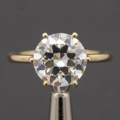 Anello di fidanzamento solitario con diamante da 4 carati, taglio Old European, certificato GIA