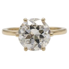 Anello di fidanzamento solitario con diamante da 4 carati, taglio Old European, certificato GIA