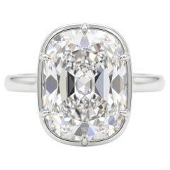 GIA Certified 4 Carat Old Mine Brilliant Cut Diamond Solitaire Ring