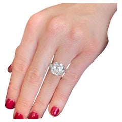 GIA zertifiziert 4 Karat Alte Mine Kissenschliff Diamant Weißgold Ring