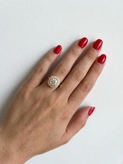 GIA Certified 4 Carat Old Mine Cut Diamond Halo Ring