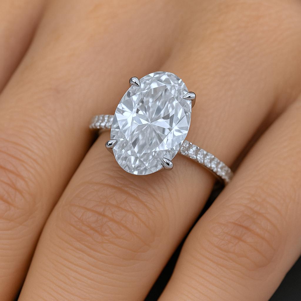 GIA Certified 4 Carat Oval Cut Diamond Engagement Ring For Sale 2