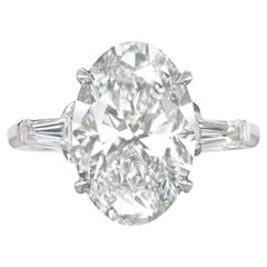 GIA Certified 4 Carat Oval Cut Diamond Solitaire Engagement Ring 13.21 mm long