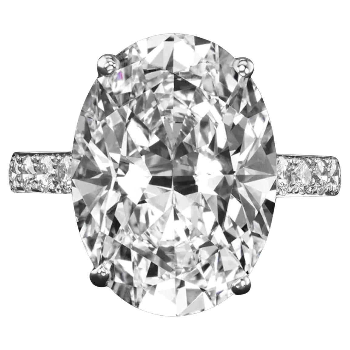 Contemporary GIA Certified 4.02 Carat Oval Cut Diamond Ring with Pavé in 18K White Gold For Sale