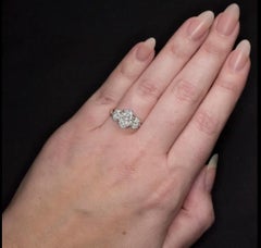 GIA Certified 4 Carat Oval Three-Stone Platinum Ring