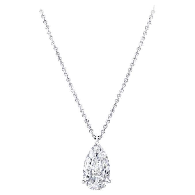 GIA Certified 4 Carat Pear Cut Diamond Pendant Necklace Flawless ...