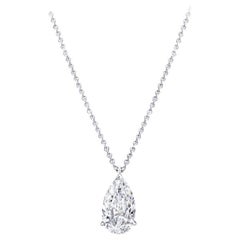 GIA Certified 4 Carat Pear Cut Diamond Pendant Necklace Flawless Clarity E Color