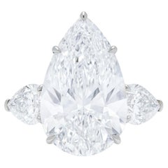 GIA Certified 4 Carat Pear Cut Diamond Platinum Ring