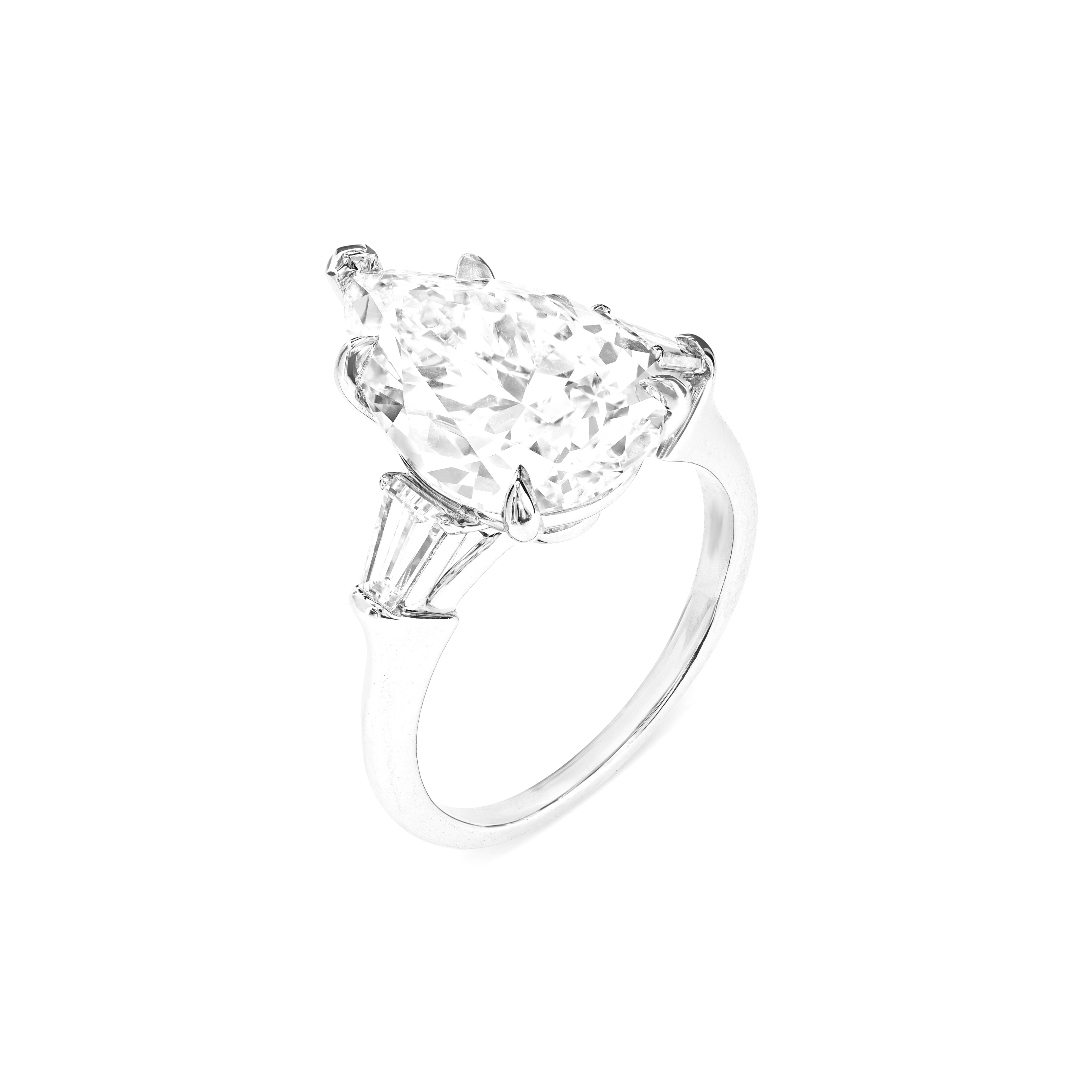 Contemporain Bague en diamant certifié GIA 4 carats taille poire VVS1 Clarity G Color en vente