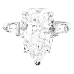 GIA-zertifizierter 4 Karat Diamantring mit Birnenschliff VVS1 Reinheit G Farbe