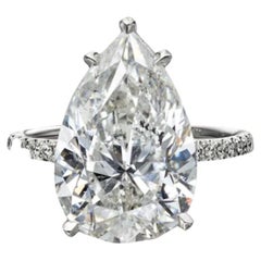 GIA Certified 4 Carat Pear Cut Diamond Solitaire Engagement Ring