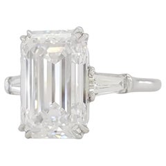 GIA Certified 4 Carat Premium Lenght Emerald Cut E Color Flawless Clarity Ring