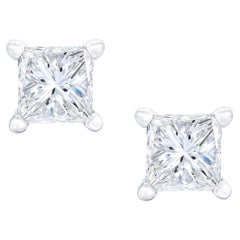Gia Certified 4 Carat Princess Cut Diamond Stud Earrings