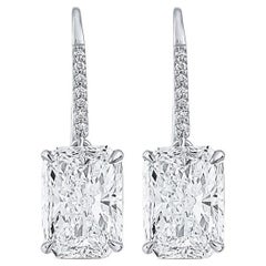 GIA-zertifizierte 4 Karat Diamant-Ohrringe mit Strahlenschliff