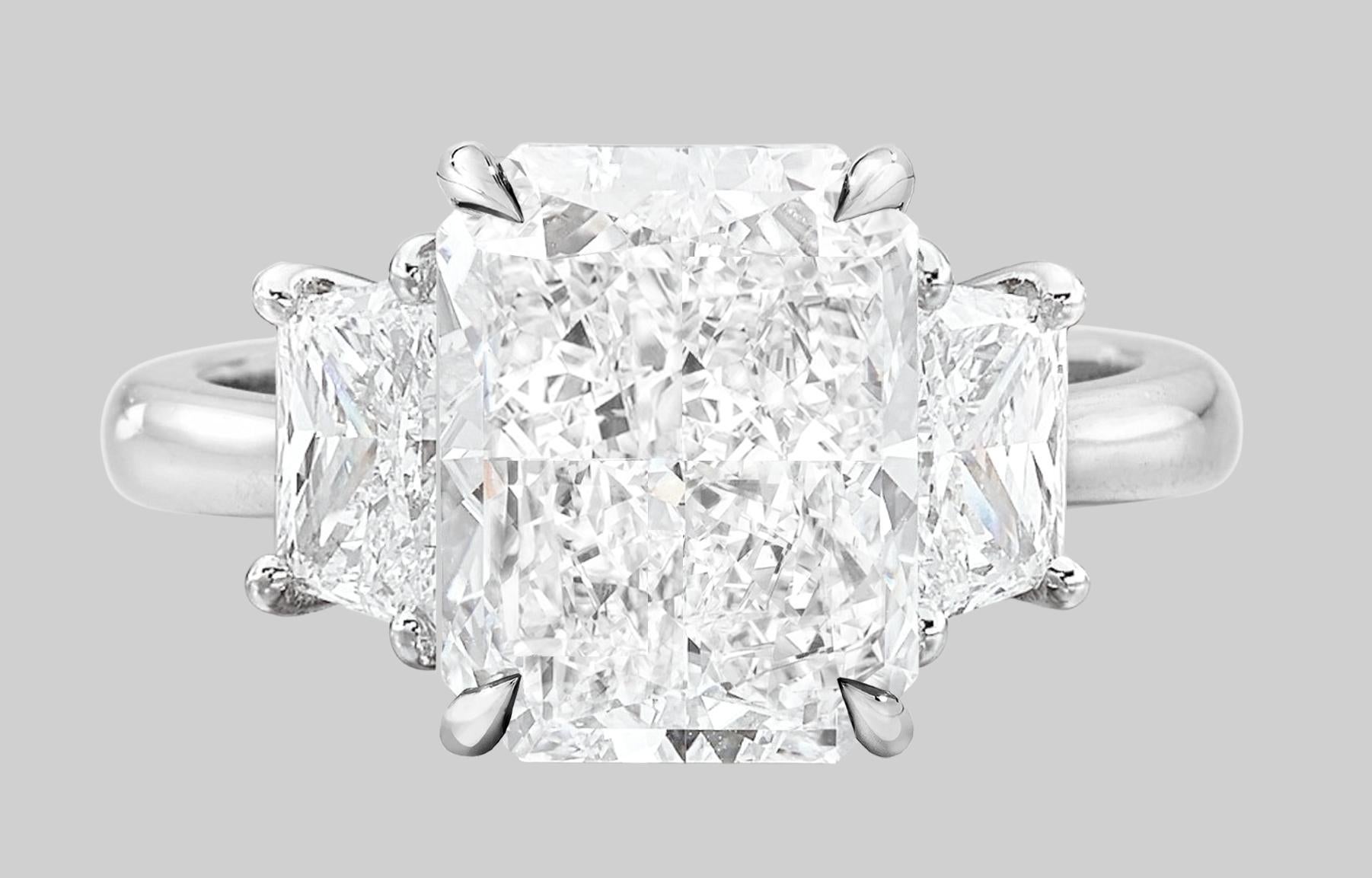 Platinring mit GIA-zertifiziertem 4 Karat Diamanten im Strahlenschliff  (Moderne) im Angebot