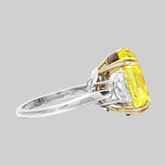 GIA Certified 4 Carat Radiant Fancy Yellow Cut Diamond Ring