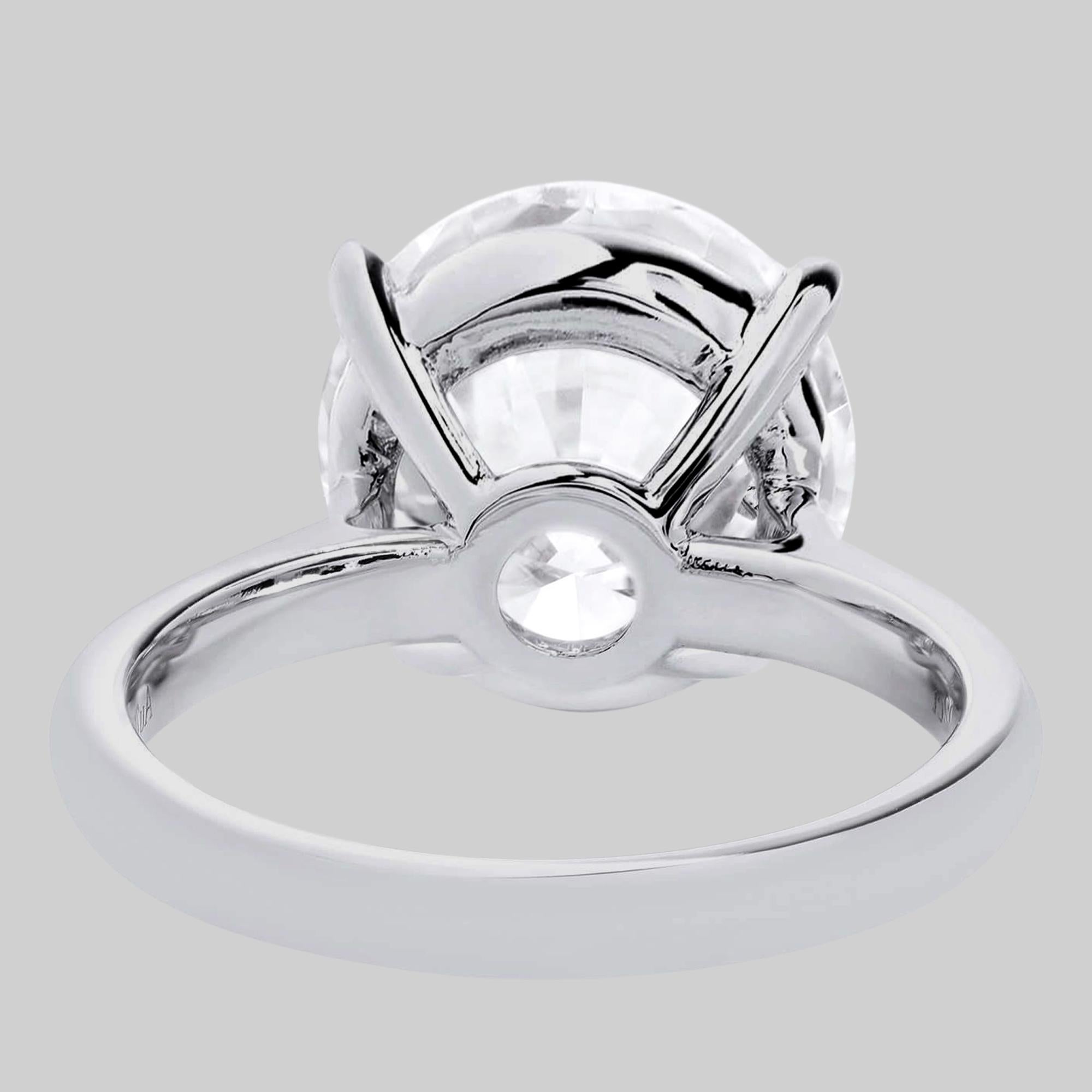 Round Cut GIA Certified 4 Carat Round Brilliant Cut Diamond Platinum Ring 3X For Sale