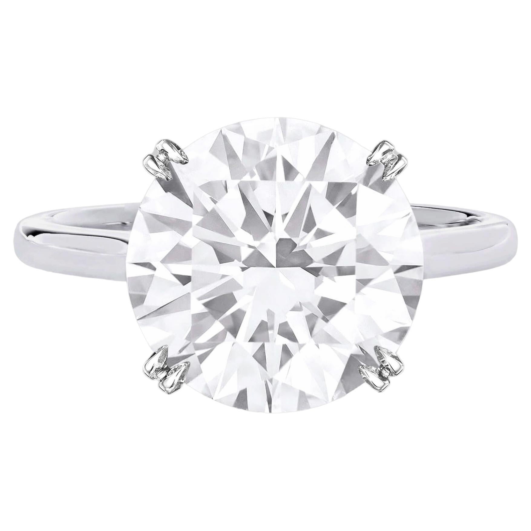 GIA Certified 4 Carat Round Brilliant Cut Diamond Platinum Ring 3X For Sale