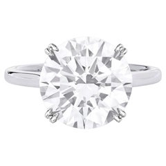 Bague en platine certifiée GIA 4 Ct Round Cut Diamond D Color IF Clarity Type IIA