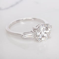 GIA Certified 4 Carat Round Brilliant Cut Diamond Platinum Ring
