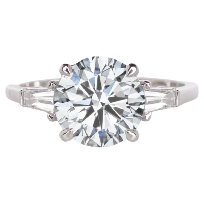 GIA Certified 4 Carat Round Brilliant Cut Diamond Platinum Ring For Sale