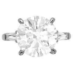 GIA Certified 4 Carat Round Brilliant Cut Diamond Platinum Ring