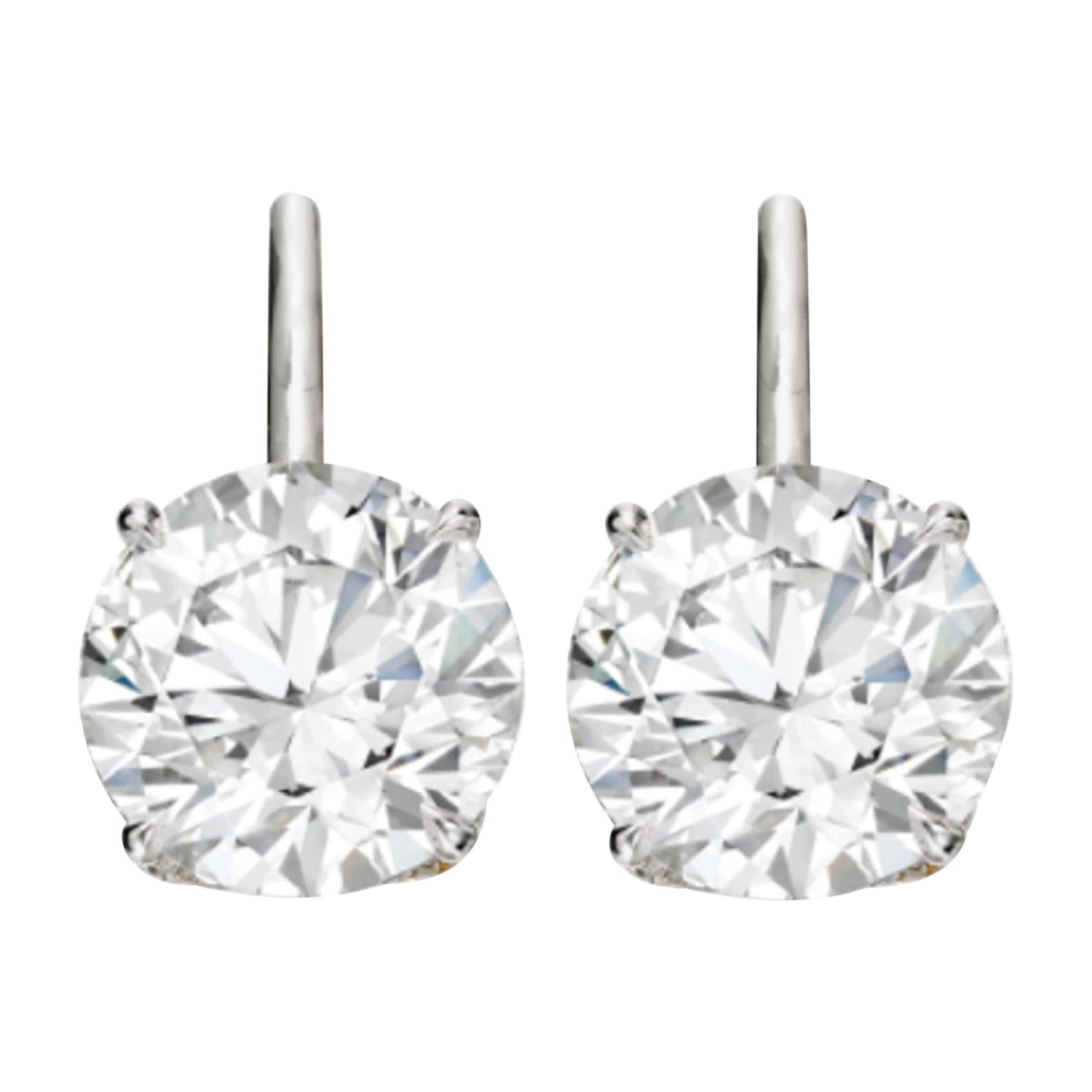 GIA Certified 5.01 Carat Round Brilliant Cut Platinum Studs