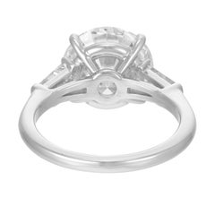 GIA Certified 4 Carat Round Cut Diamond VVS2 Clarity Ring with tapered baguette