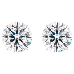 GIA Certified 4 Carat Round Cut Diamond Stud Earrings E/F Color Flawless Clarity