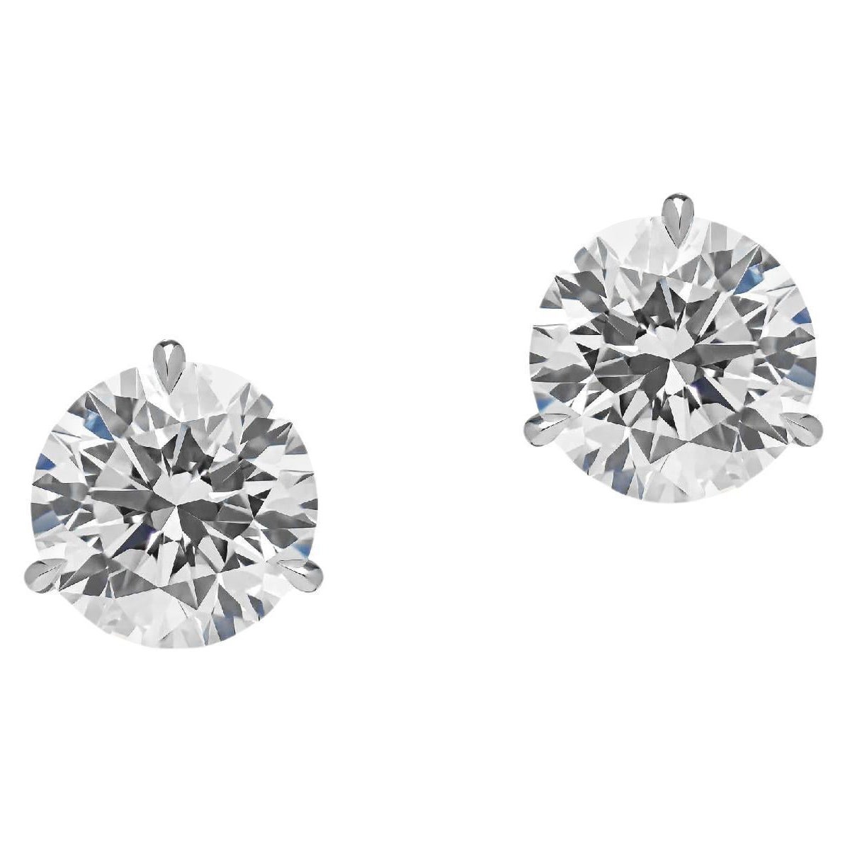 GIA Certified 4.05 Carat Round Cut Diamonds Studs Earrings in 14K White Gold
