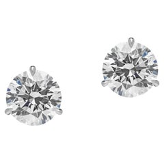 GIA Certified 4 Carat Round Cut Diamonds Studs Earrings in 14K White Gold (Boucles d'oreilles en or blanc 14 carats)