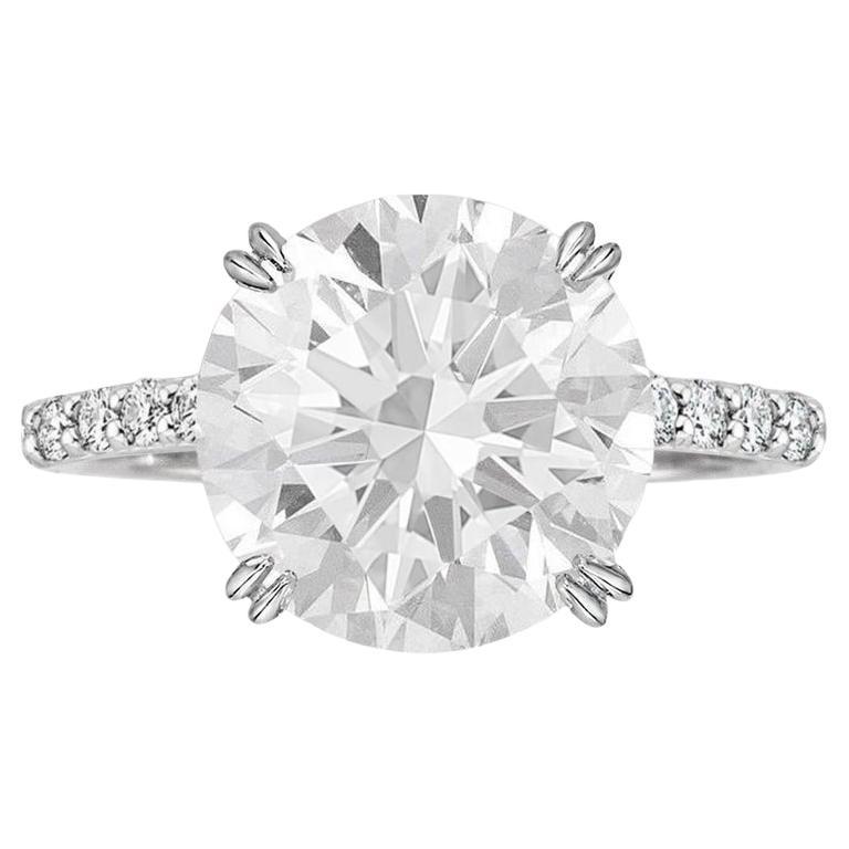 GIA Certified 4 Carat Round Diamond Ring D VVS2
