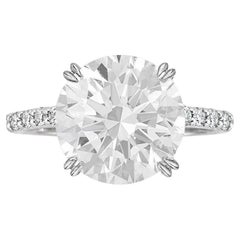 Bague avec diamant rond de 4 carats certifié GIA D VVS2