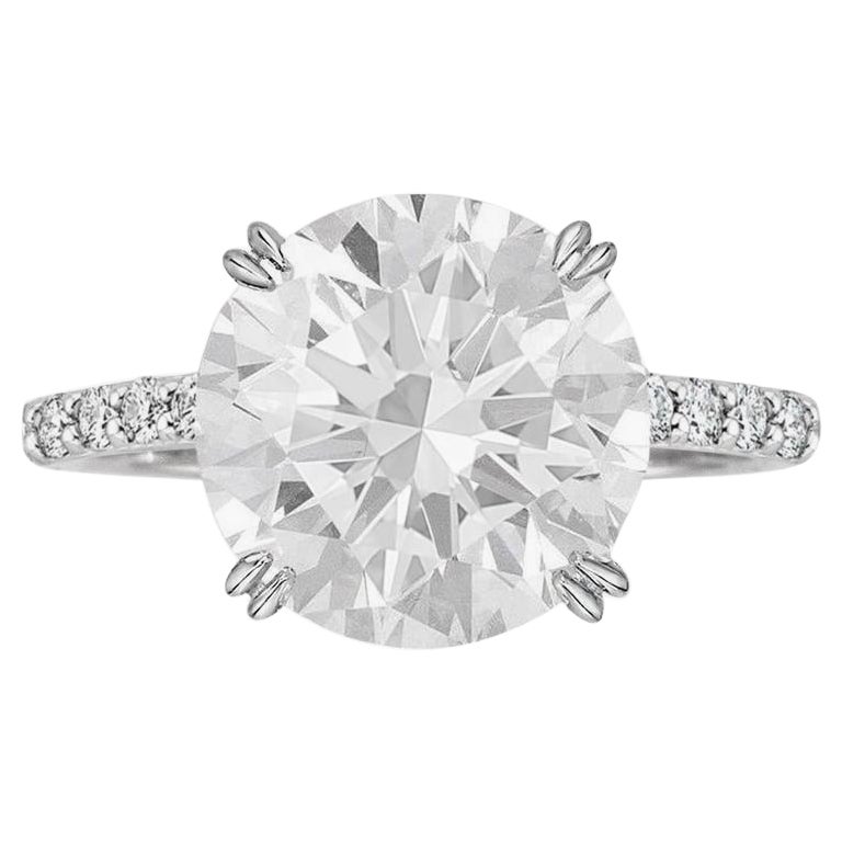 Anello con diamante rotondo da 4 carati certificato GIA in vendita