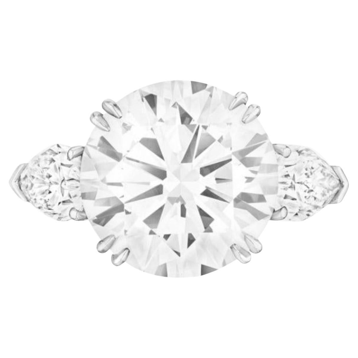 GIA-zertifizierter 4 Karat runder Diamant Solitär Platin Ring FLAWLESS D COLOR