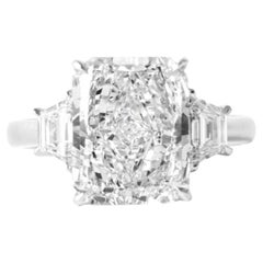 Bague de fiançailles en platine avec diamant radiant de 5 carats certifié GIA VVS2