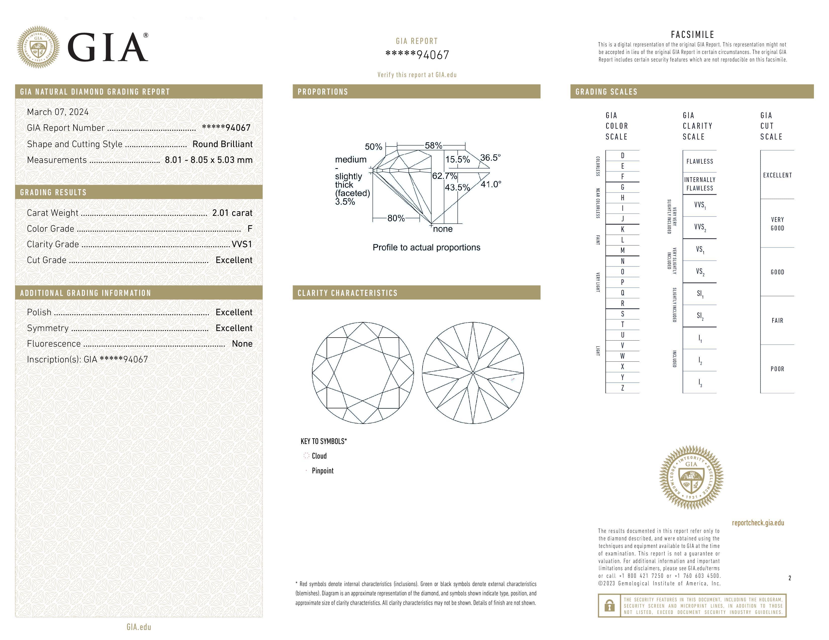 Borchie con diamante rotondo da 4 carati certificate GIA In condizioni Nuovo in vendita a Chicago, IL